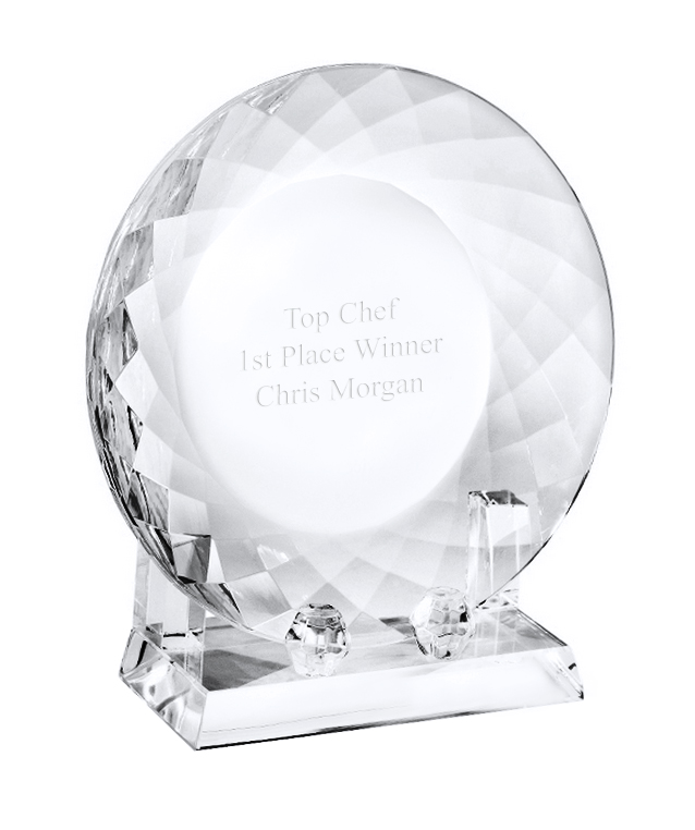 unknown Top Chef Crystal Plate Award with Stand