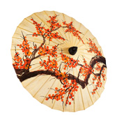 Hand Painted Orange Blossom Thai Paper Parasol