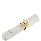 Ivory Pearl Rose Beaded Napkin Ring Holder  (New Arrival)