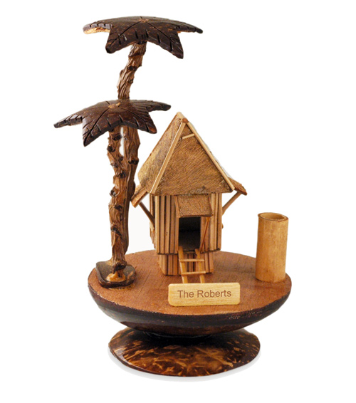 unknown Personalized Handmade Wood Tree Hut On Coconut Shell