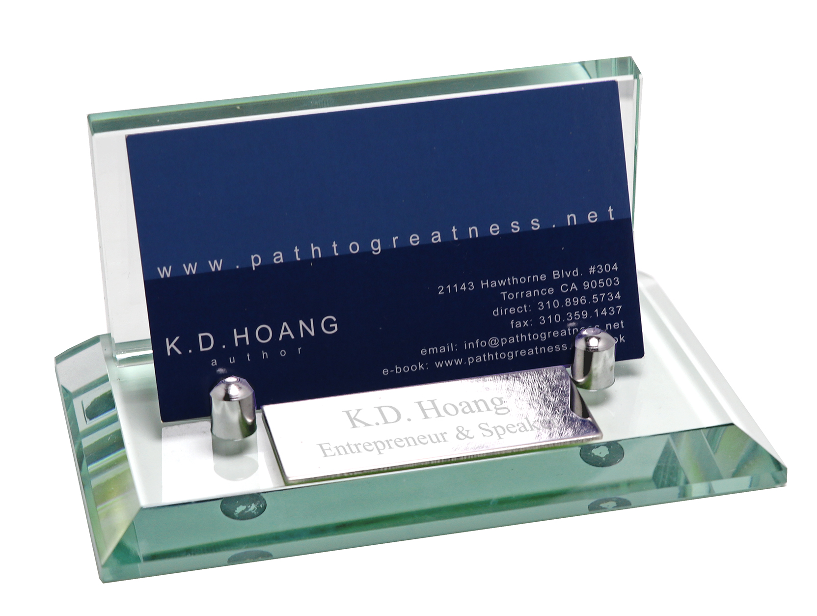 Professional Glass Business Card Holder With Name Plate*