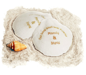 Custom Sea Shells beach wedding.