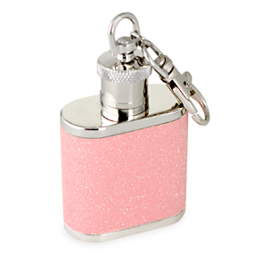 Pink Glitter Flask Keychain