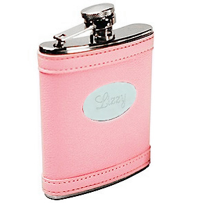 unknown Engraved Pink Leather Flask