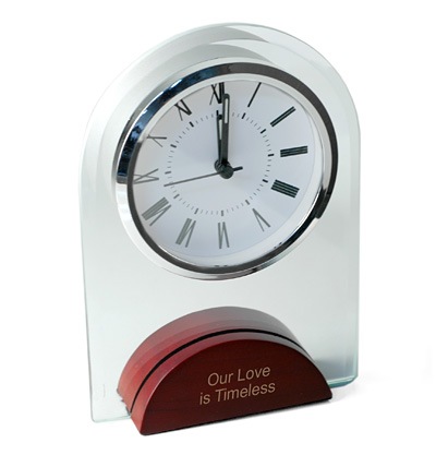 unknown Glass Alarm Clock with Wood Base