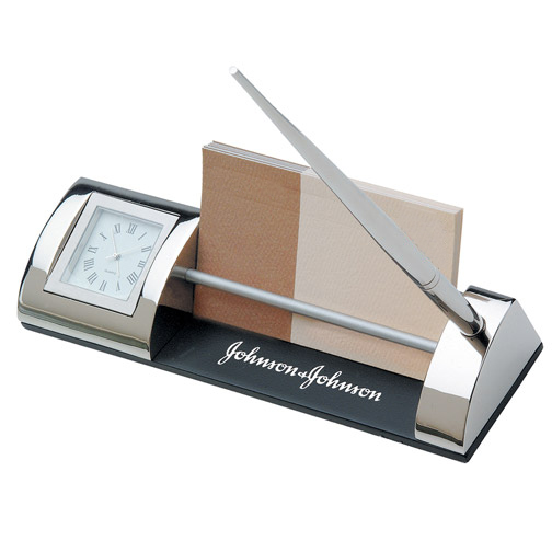 Silver Clock and Card Holder Pen Set*