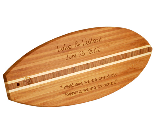 unknown Paradise Found Surfboard Bamboo Cutting Board