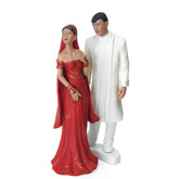 Hand Painted Indian Bride & Groom Porcelain Cake Topper
