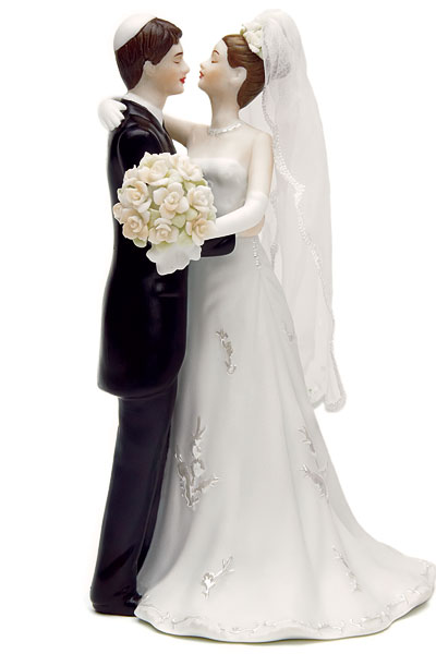 unknown Hand Painted Jewish Bride & Groom Porcelain Cake Topper