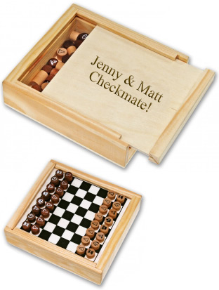 unknown Personalized Travel Chess Set Wood Box