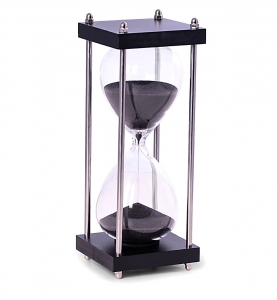 30-Minutes Black Wood Hourglass Sand Timer with Polished Metal Rods