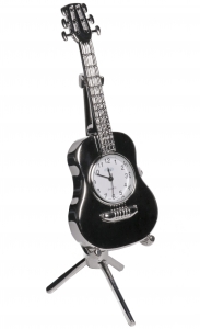 Custom Mini Silver Alloy Acoustic Guitar Desk Clock