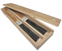 2-Sets Engraved Twisted Black Bamboo Chinese Chopsticks Pairs (Optional Double Chopsticks Box)