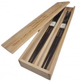 2-Sets Fine Dining Twisted Dark Brown Chopsticks Pairs (Optional Double Chopsticks Box)