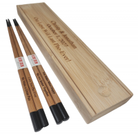 2-Sets Engraved Black Bamboo Chinese Chopsticks Pairs (Optional Double Chopsticks Box)