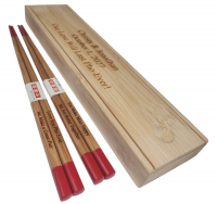 2-Sets Engraved Red Bamboo Chinese Chopsticks Pairs (Optional Double Chopsticks Box)