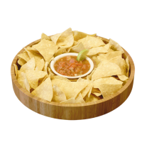 Eco-Friendly Gourmet Bamboo Chip & Dip Tray + Sauce Bowl
