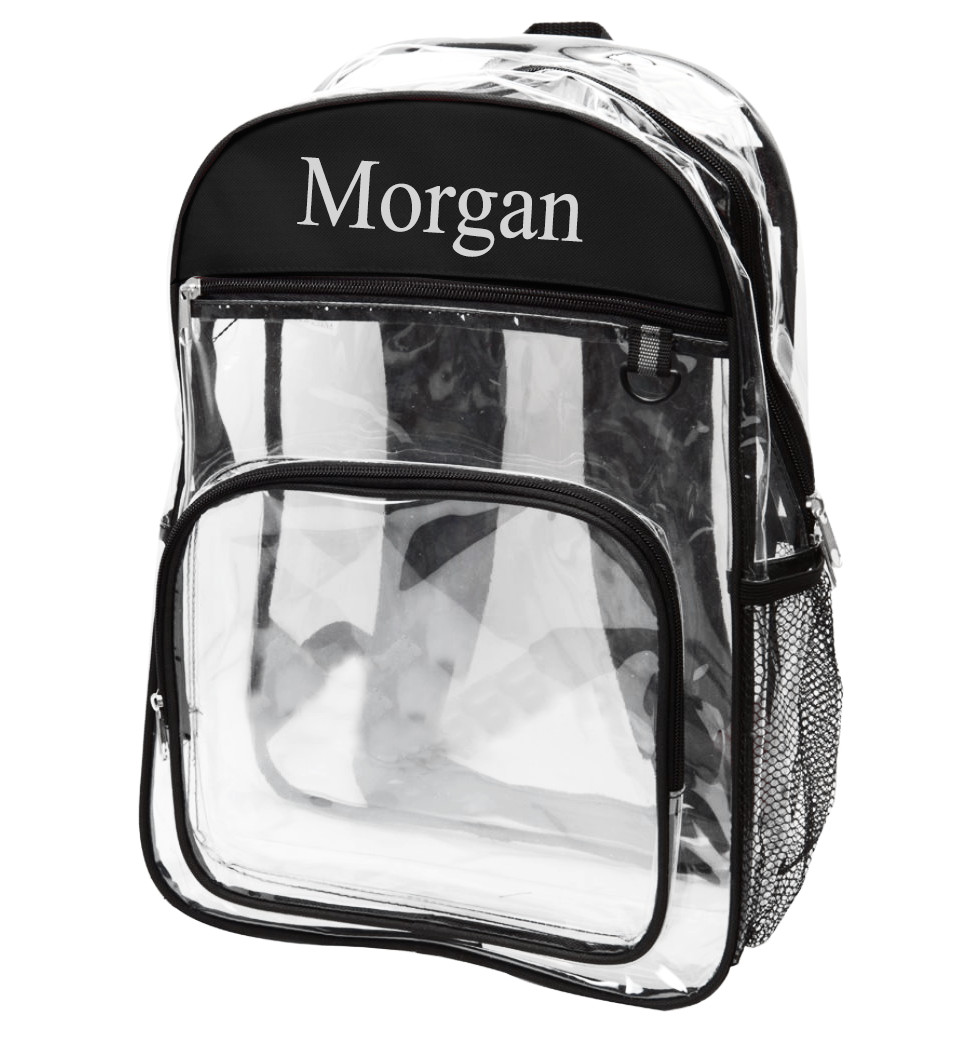Multiple Compartment Transparent Backpack w/ Side Mesh Bottle Holder