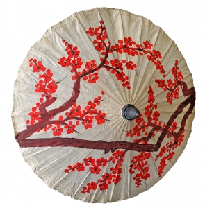 Hand Painted Red Blossom Thai Wedding Parasol