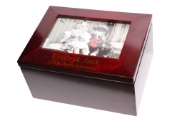 4x6 Wood Photo Frame Treasure Keepsake Box (Black Velvet Interior)