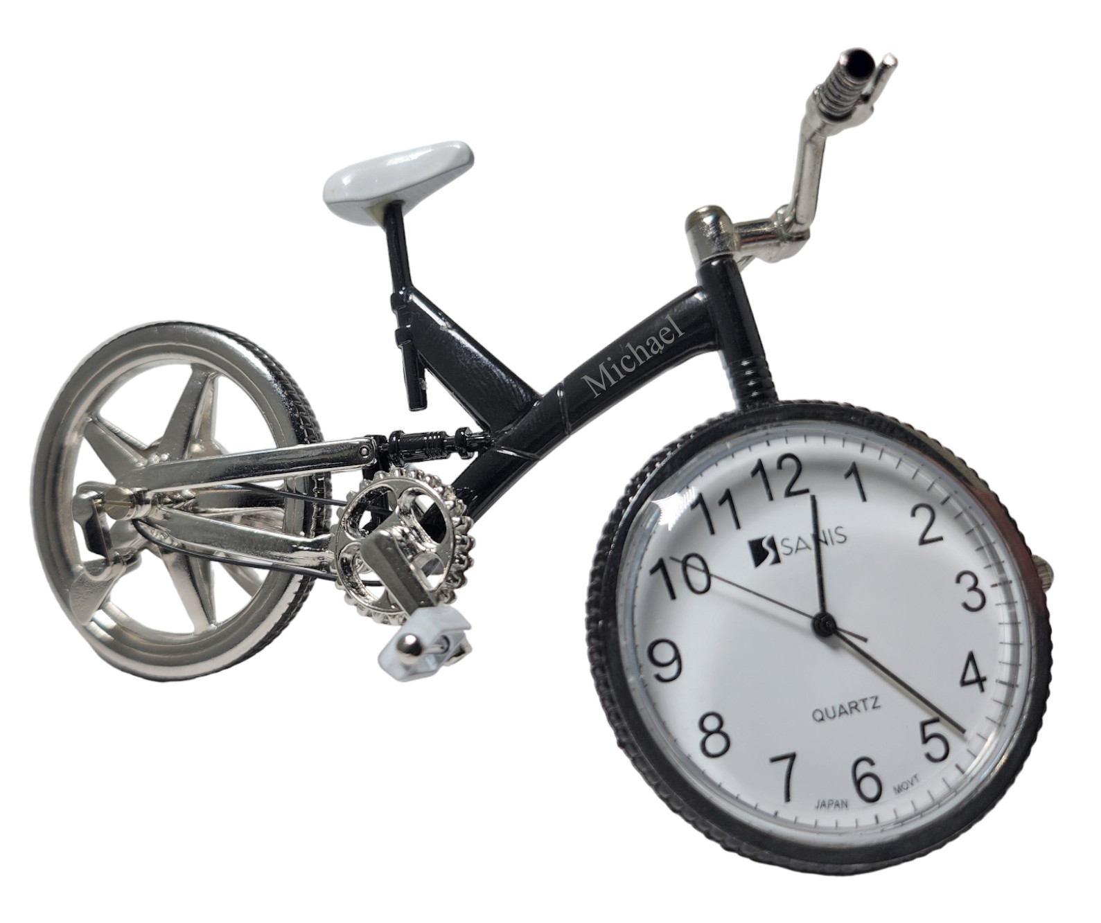 Black Miniature Mountain Bike Desktop Clock