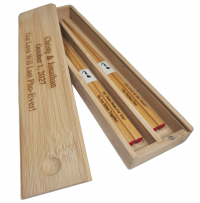 2-Sets Personalized Double Red Hearts Wood Chopsticks (Optional Double Chopsticks Box)