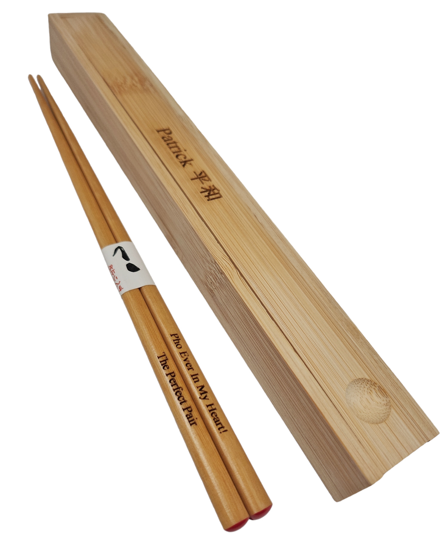 Personalized Double Red Hearts Wood Chopsticks