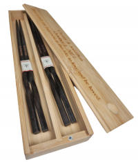 2-Sets Fine Dining Twisted Dark Brown Chopsticks Pairs (Optional Double Chopsticks Box)