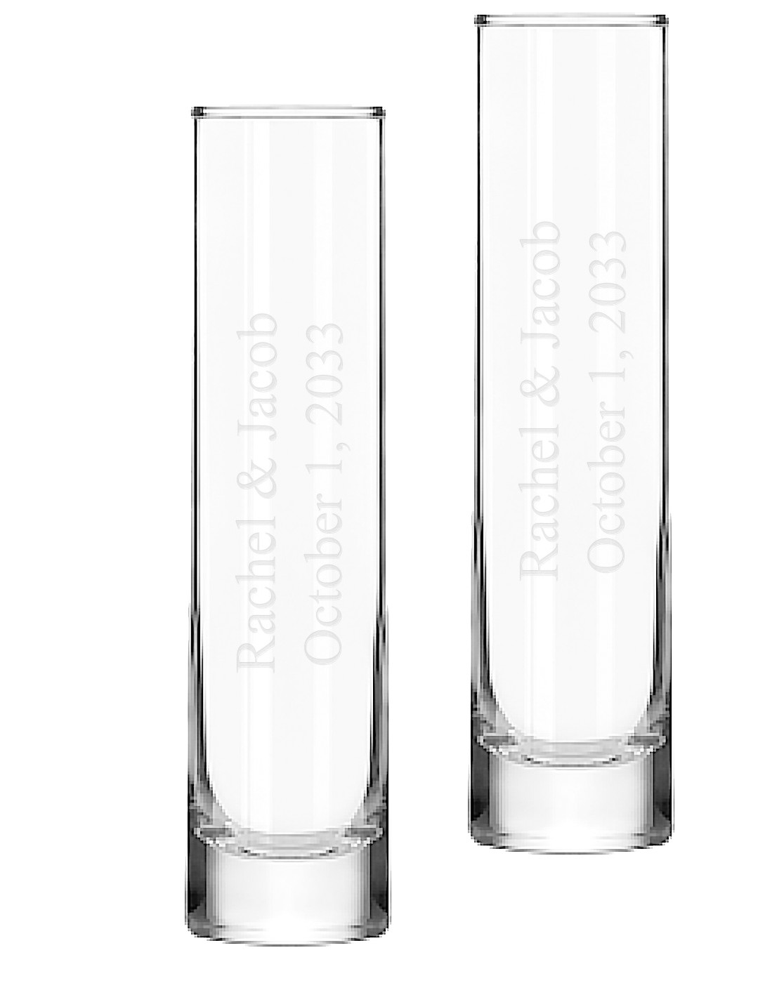 Engraved Clear Cylinder Glass Bud Vase