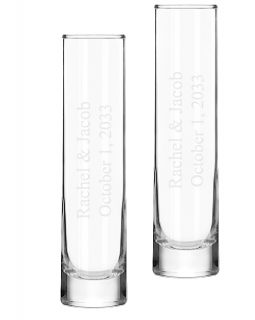 Engraved Clear Cylinder Glass Bud Vase