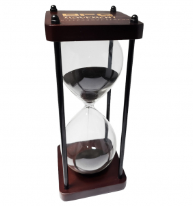 Cherry Wood Finish Hourglass Sand Timer with Metal Rods (60 Minutes)
