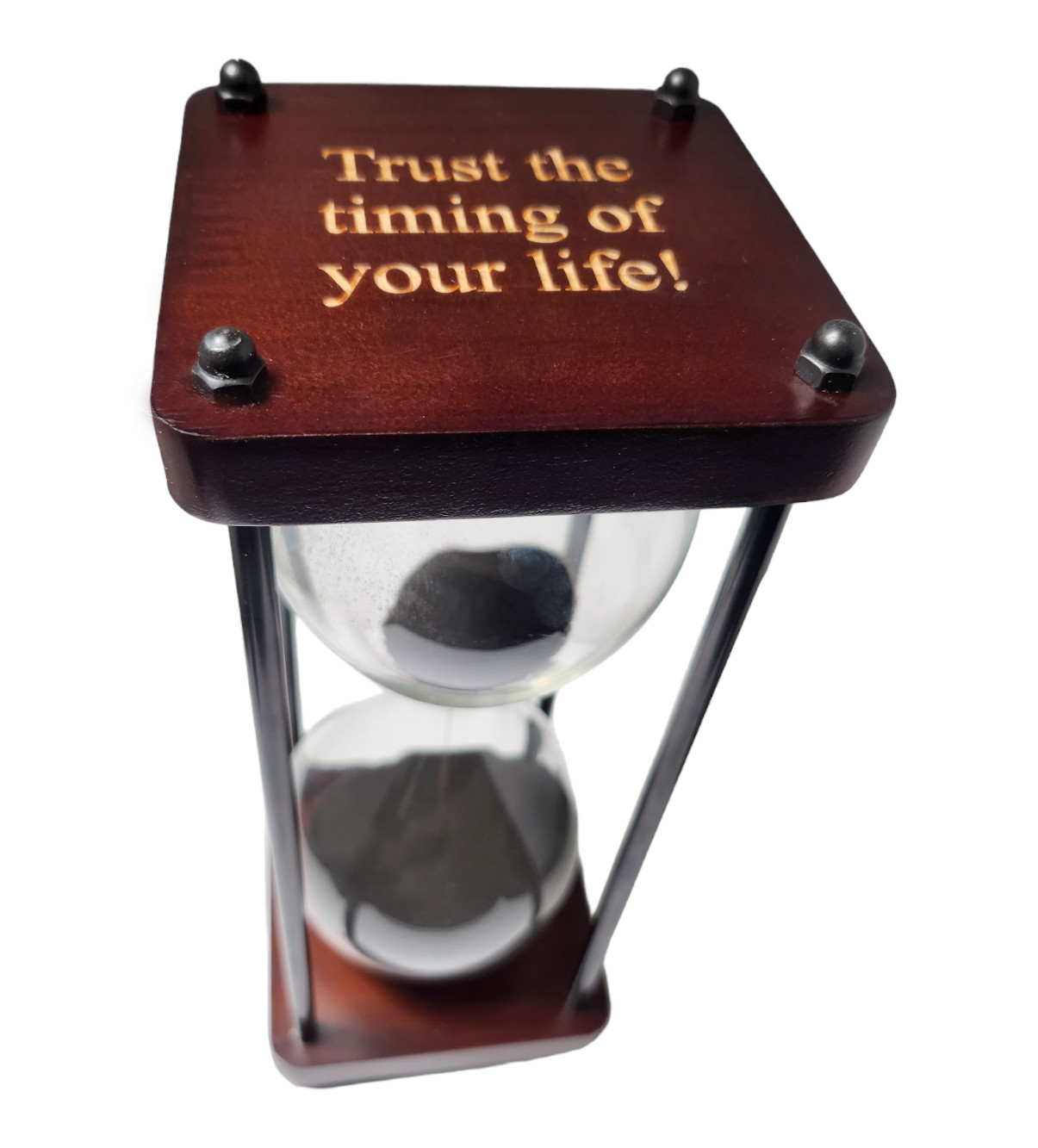 Black Sand Timer 60-Minute Hourglass Timer With Black Sand - Wooden ...