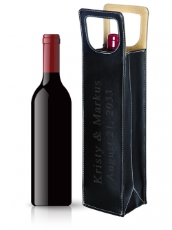 Smart Folding Single Bottle Leatherette Wine Tote Bag