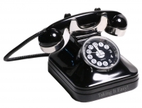 Custom Black Mini Antique Dial Telephone Desk Clock