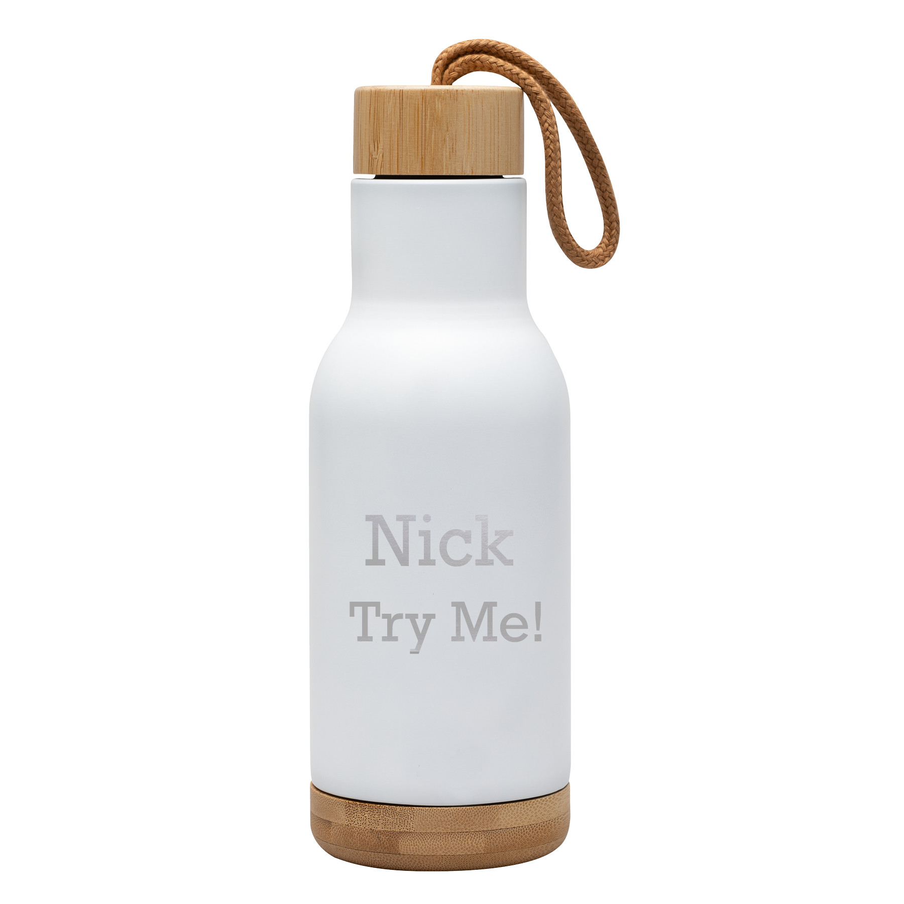 Double Wall Insulated Water Bottle - With Handle & Bamboo Lid