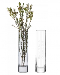 Engraved Clear Cylinder Glass Bud Vase