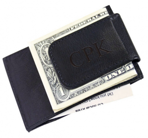 Winner Leather Money Clip With Magnetic Clasp And Credit Card Holder, Black, Gift Box