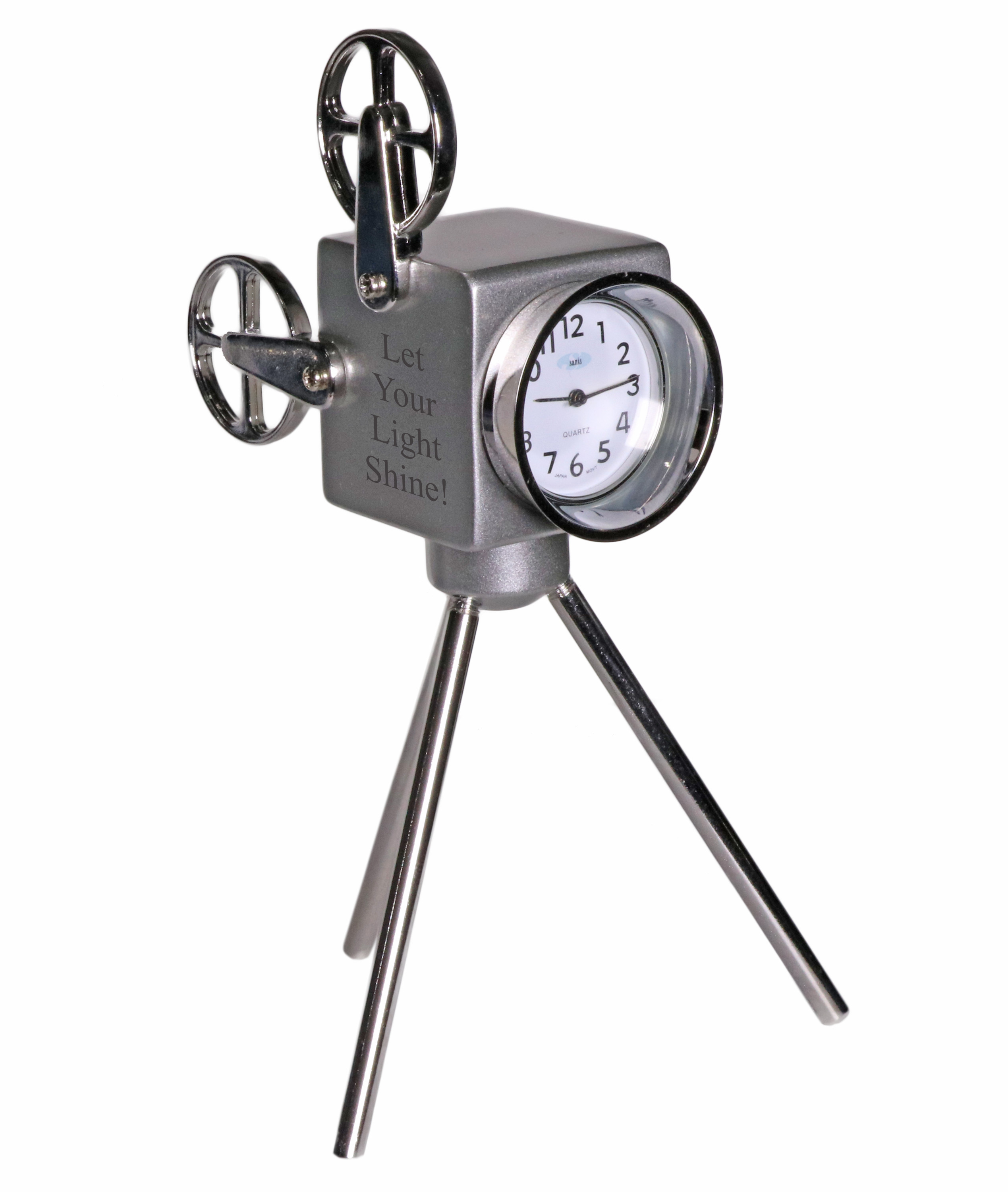 Custom Metal Alloy Mini Movie Film Projector Office Table Clock