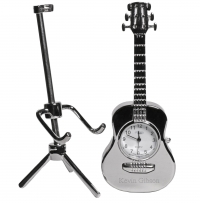 Custom Mini Silver Alloy Acoustic Guitar Desk Clock