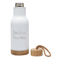 17oz Hot & Cold Stainless Steel Double Wall Bamboo Base/Lid Water Bottle
