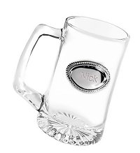 Engraved Medallion Glass Beer Mug