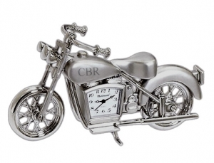 Silver Alloy Custom Desktop Motorcycle Mini Desk Clock