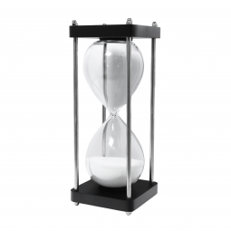 60-Minutes Black Wood Hourglass Sand Timer with Polished Metal Rods