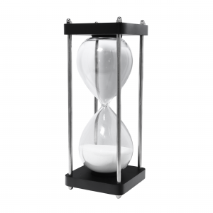 60-Minutes Black Wood Hourglass Sand Timer with Polished Metal Rods
