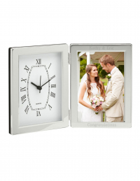 Personalized Polished Silver Finished Picture Frame Tabletop Clock