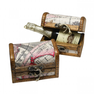 Personalized Wood Treasure Map Chest Box