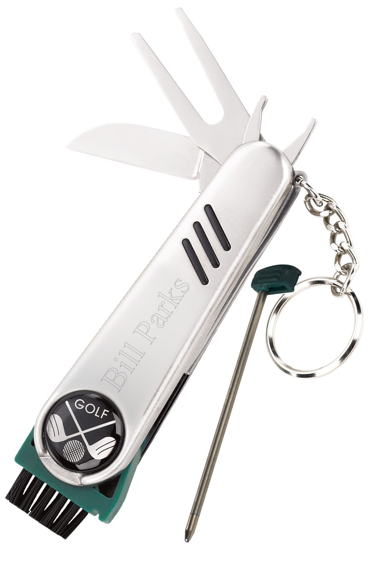 7 Function Stainless Steel Golf Tool Keychain