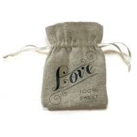 Vintage Jute Drawstring Candy of Love Favor Bag - 12 Pieces (Bag Only)*