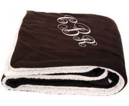 Custom Chocolate Brown Micro Plush Throw Sherpa Blanket Inner Faux Lambswool