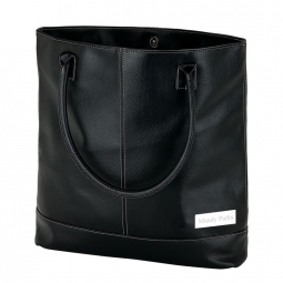 Black Lichee Snap Closure Zippered Pocket Tote Bag*